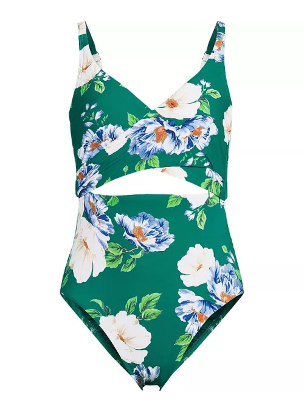 Lands End Monokini One Piece Swimsuit Island Emerald Petunia Floral size 8